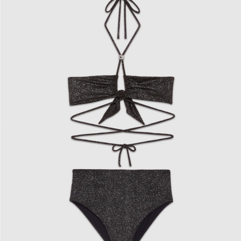 Gucci Black Glitter Bikini Set